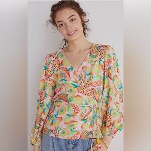 Anthropologie Farm Rio Rainforest Wrap Blouse-XS